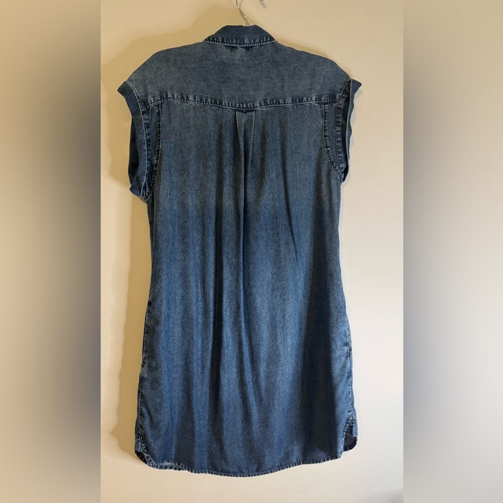 Lucky Brand Chambray Shirt Dress Medium Blue Denim Pickets Casual Boho - Picture 6 of 7